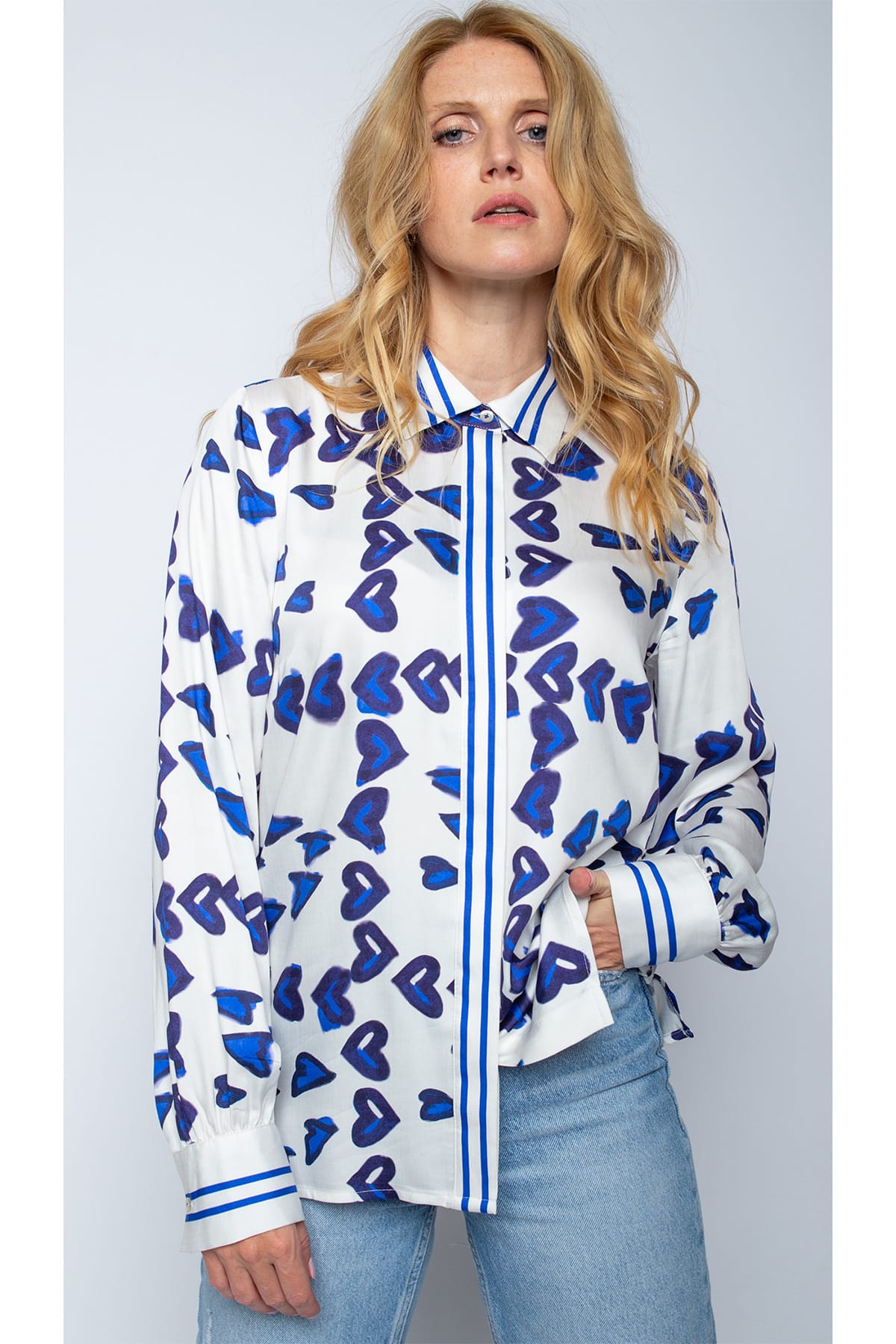 Damenbluse navy hearts Bluse Emily van den Bergh 