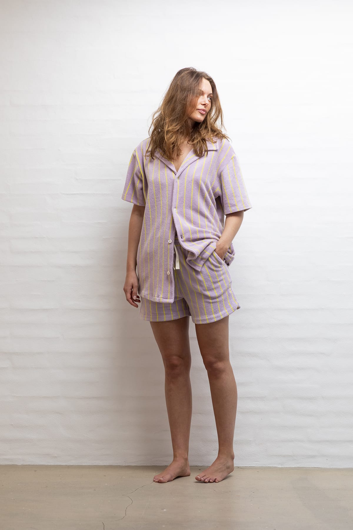 Gym Shorts Naram lilac & neon yellow Gym Shorts Bongusta 
