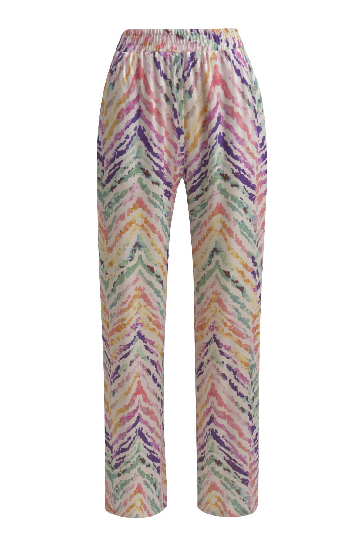 Hose mit weitem Bein und elastischem Bund colorful print Hose Milano 