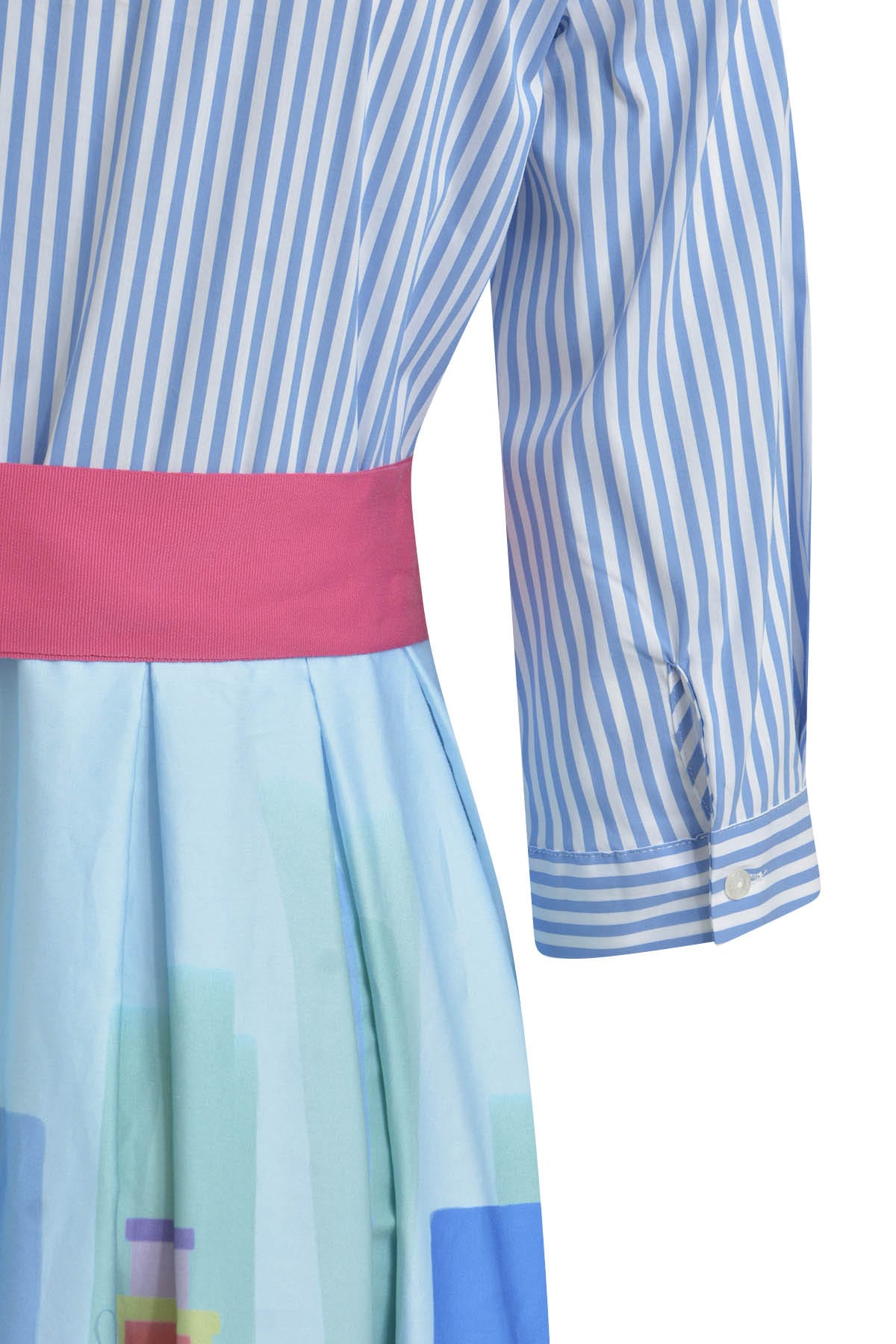 Kleid w frill collar, 3/4 sleeve, wide skirt colorful print Kleid Milano 