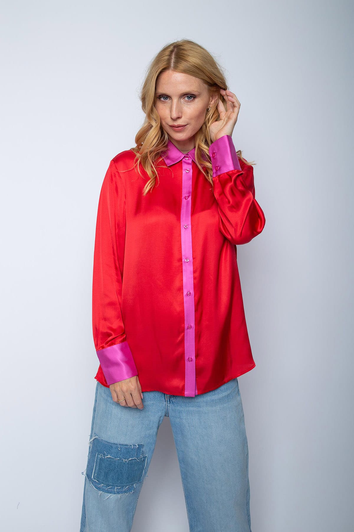 Lässige Bluse mit Kontrastfarbe red Bluse Emily van den Bergh 