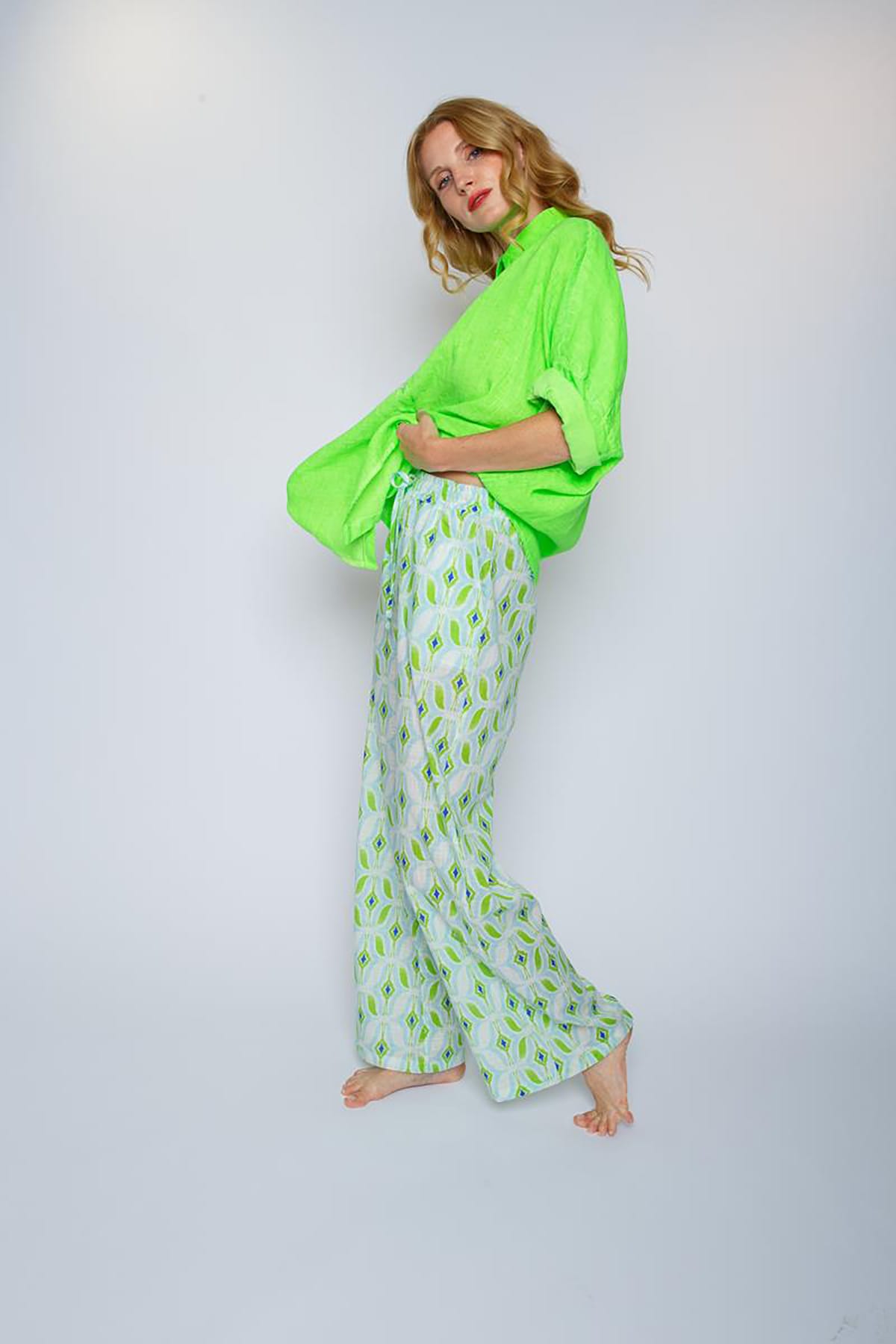 Leichte Sommerhose mit elastischem Bund aqua green Hose Emily van den Bergh 