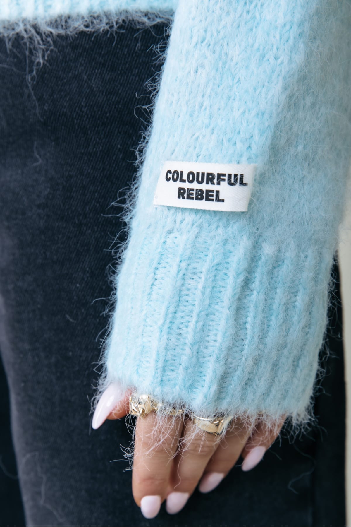 Pullover Olivia Crewneck Knitted Sweater Light baby blue Pullover Colourful Rebel 