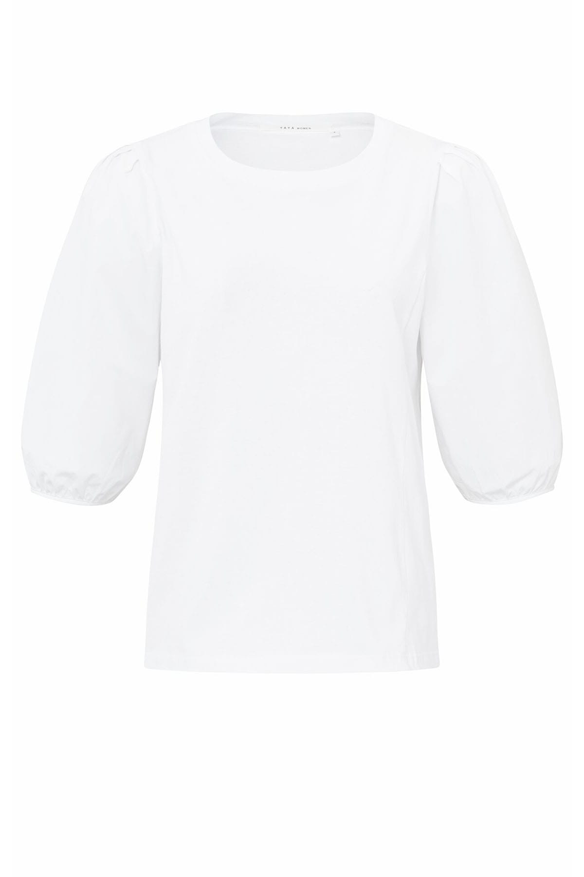 T-Shirt Jersey-Oberteil mit Rundhalsausschnitt und halblangen Ärmeln Pure White T-Shirt YAYA 