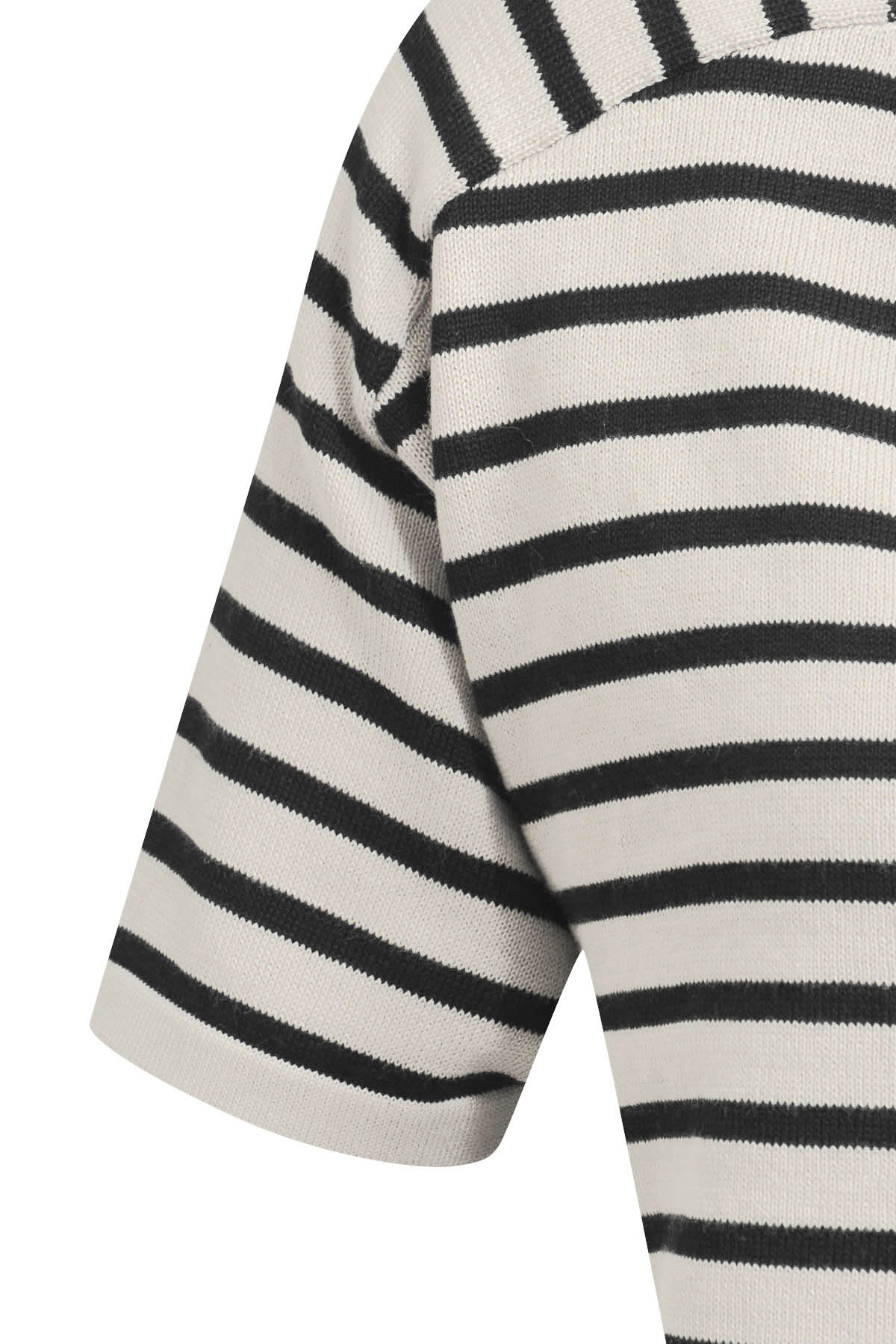 T-Shirt knitted v-neck, 1/2 raglan sleeve black print T-Shirt Milano 