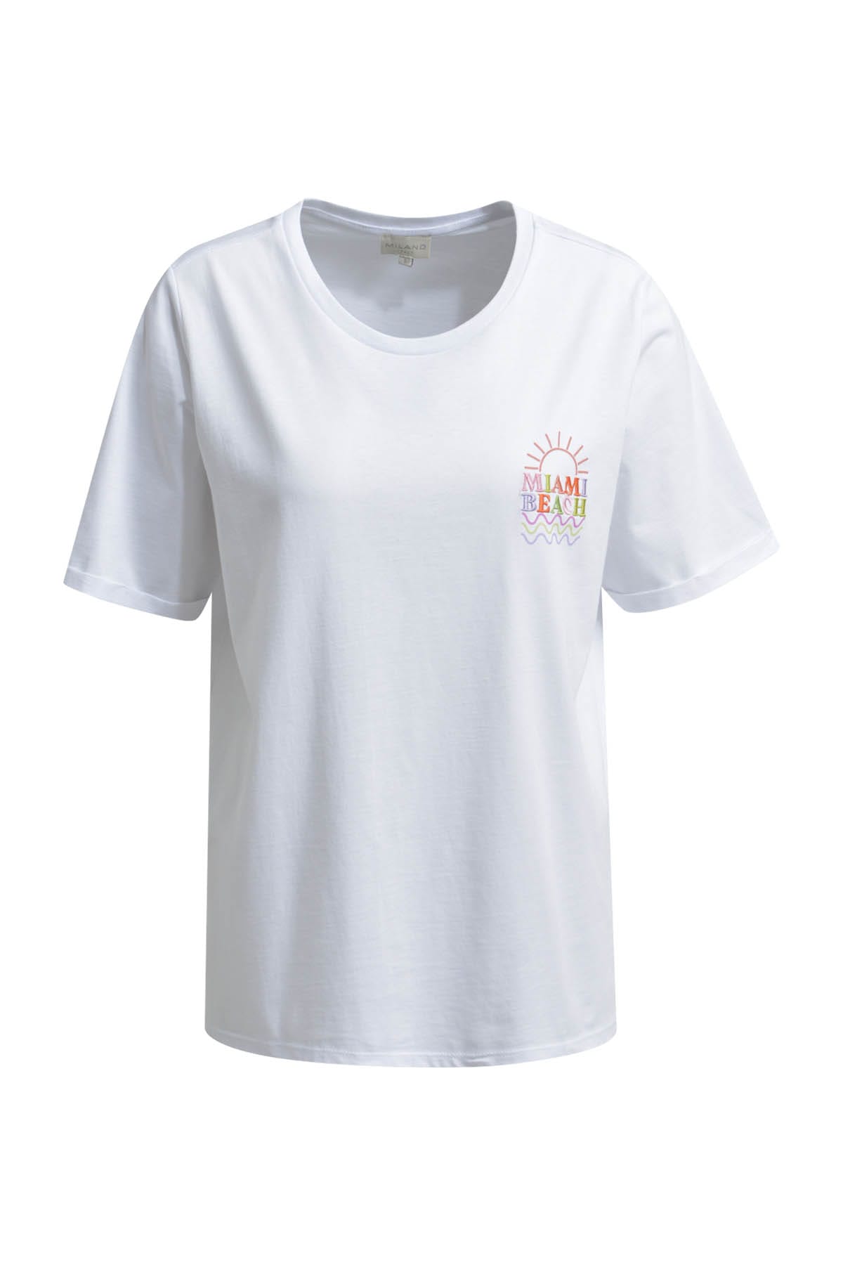 T-Shirt w roundneck + turn up at sleeve white T-Shirt Milano 