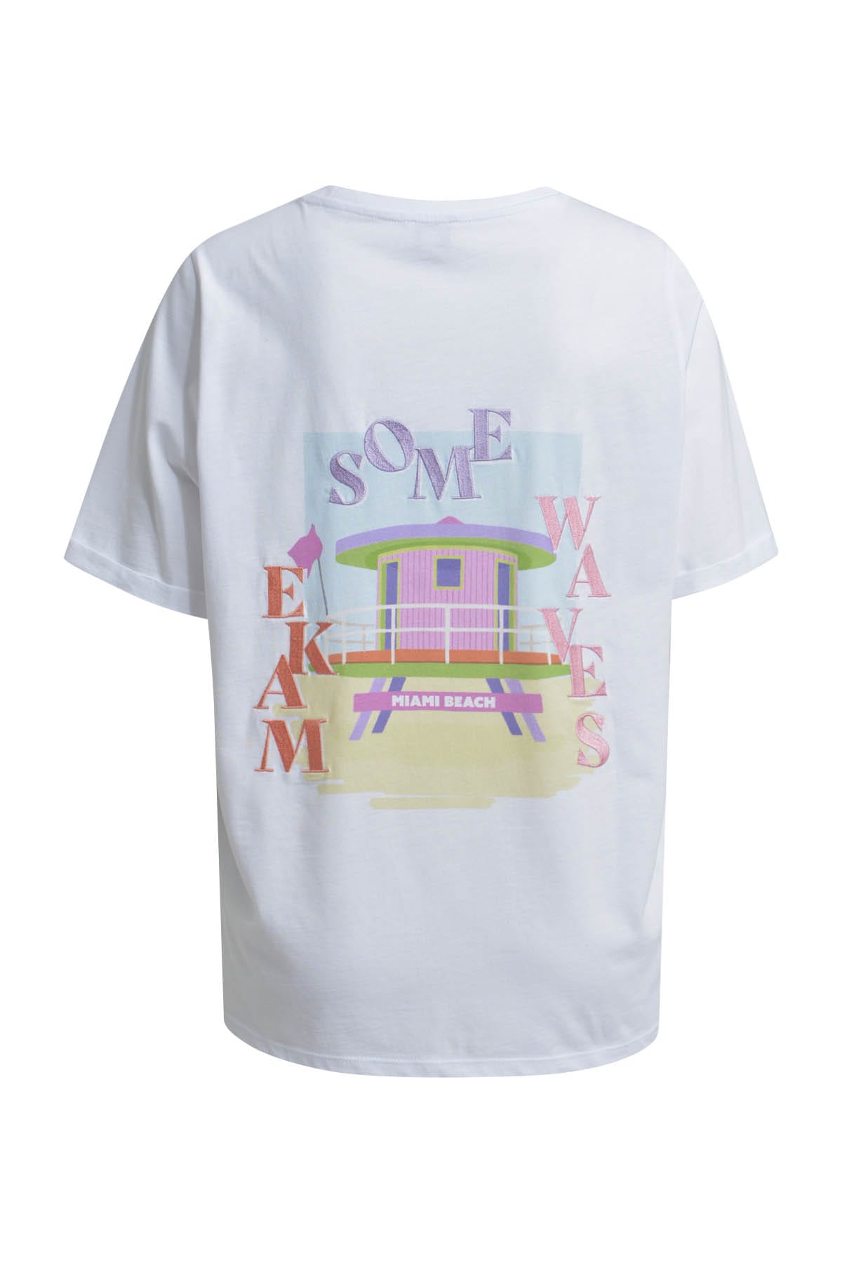 T-Shirt w roundneck + turn up at sleeve white T-Shirt Milano 