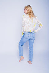 Bluse mit V-Ausschnitt und Knotendetail sand white Bluse Emily van den Bergh 