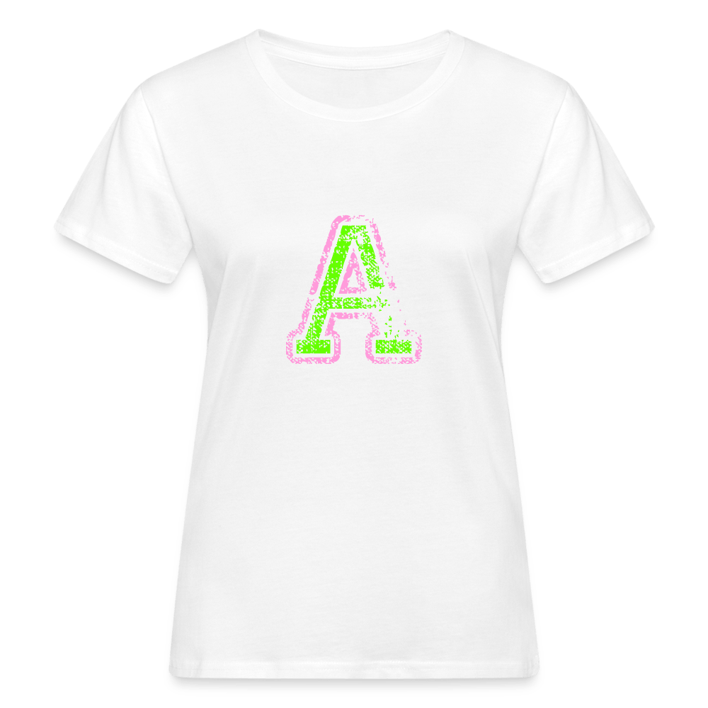 Damen T-Shirt aus Bio-Baumwolle mit A Print im College Stil rosa/grün Women's Organic T-Shirt | Continental Clothing SPOD white S 