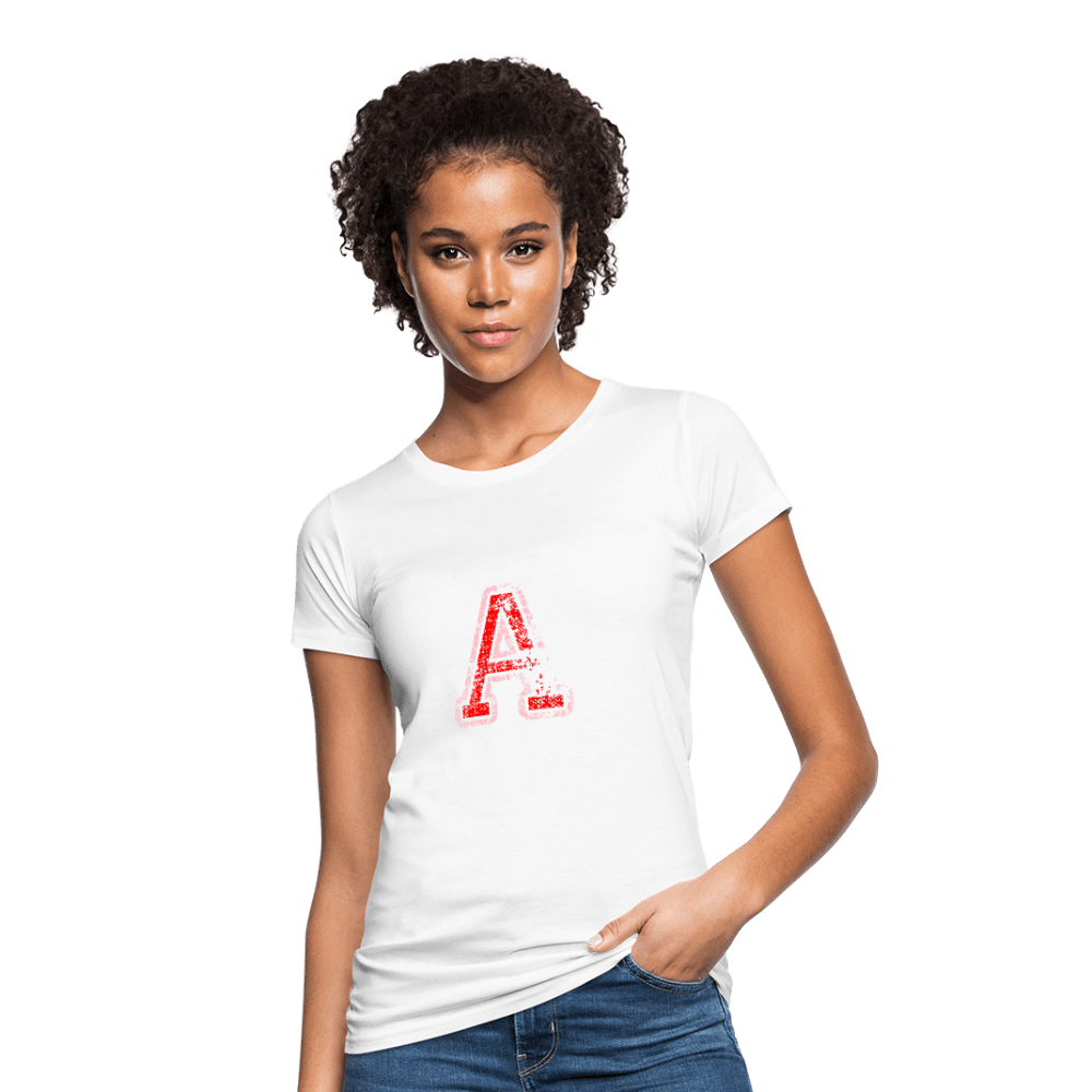Damen T-Shirt aus Bio-Baumwolle mit A Print im College Stil rosa/rot Women's Organic T-Shirt | Continental Clothing SPOD white S 
