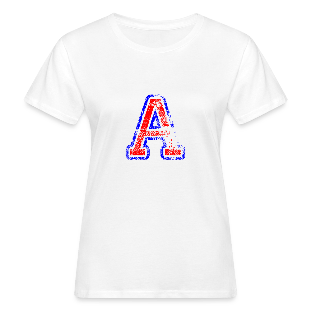 Damen T-Shirt aus Bio-Baumwolle mit A Print im College Stil rot/blau Women's Organic T-Shirt | Continental Clothing SPOD white S 