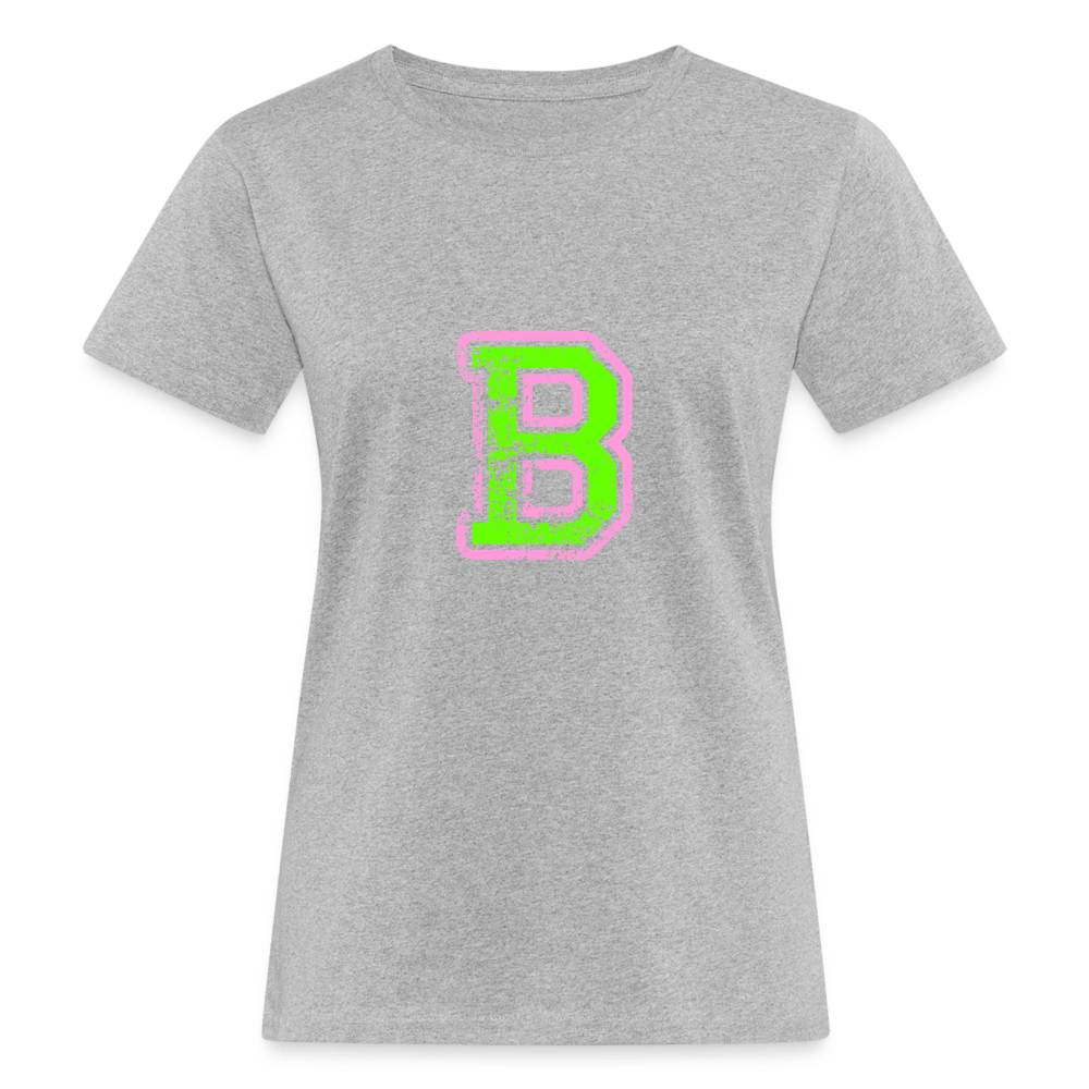 Damen T-Shirt aus Bio-Baumwolle mit B Print im College Stil rosa/grün Women's Organic T-Shirt | Continental Clothing SPOD 