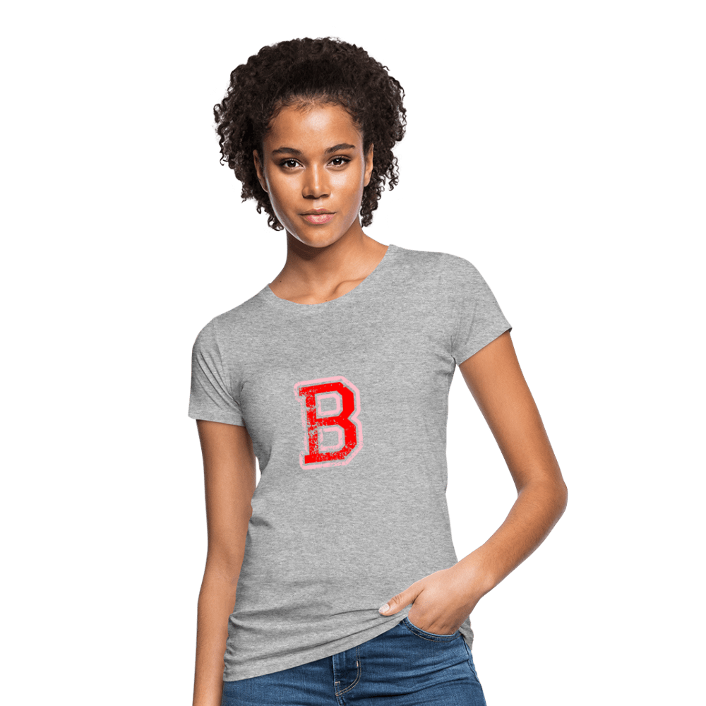 Damen T-Shirt aus Bio-Baumwolle mit B Print im College Stil rosa/rot Women's Organic T-Shirt | Continental Clothing SPOD heather grey S 