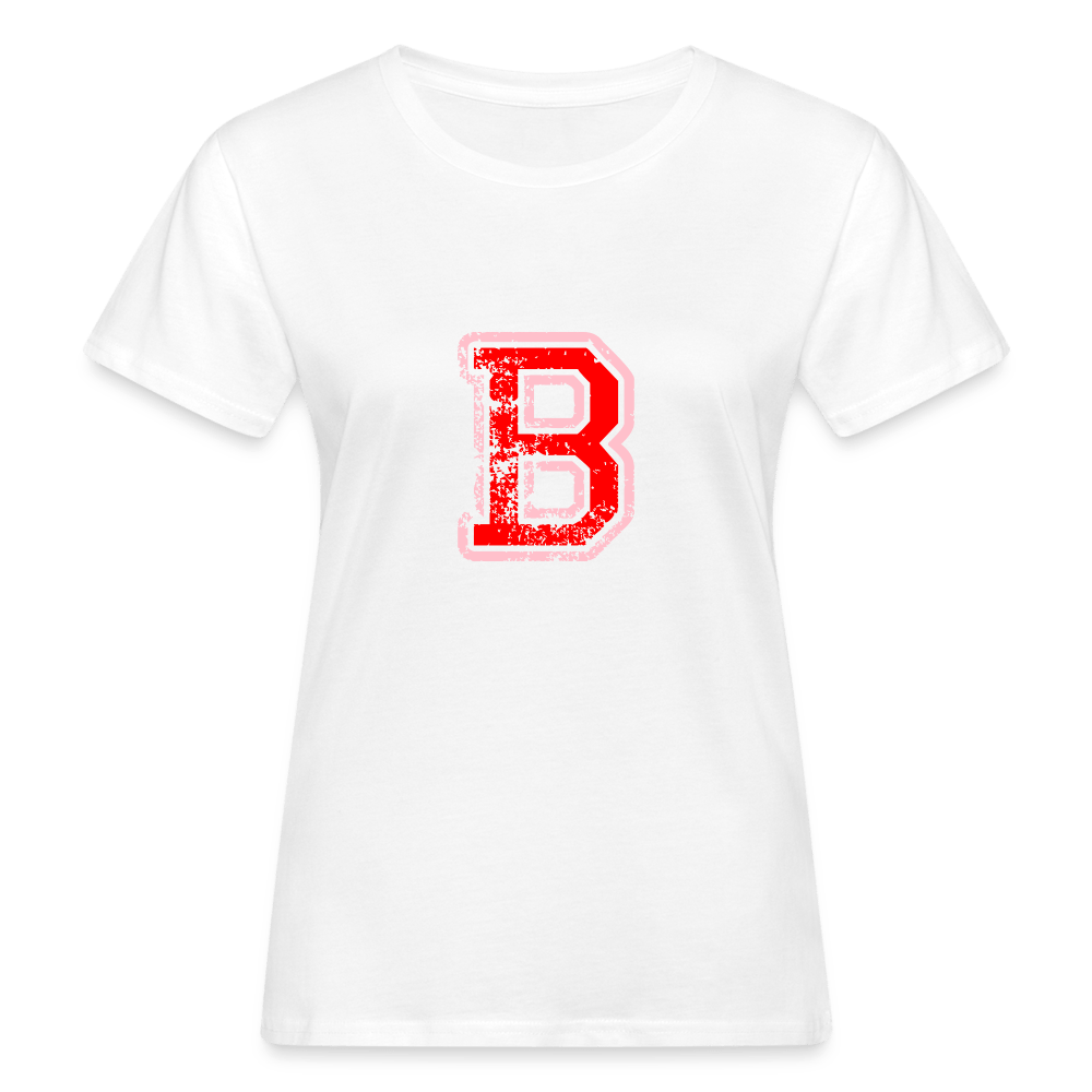 Damen T-Shirt aus Bio-Baumwolle mit B Print im College Stil rosa/rot Women's Organic T-Shirt | Continental Clothing SPOD white S 