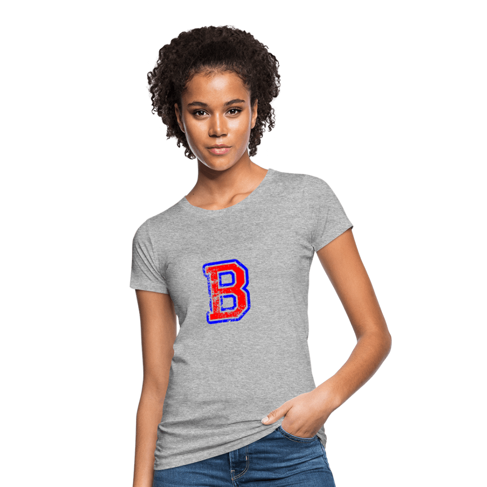 Damen T-Shirt aus Bio-Baumwolle mit B Print im College Stil rot/blau Women's Organic T-Shirt | Continental Clothing SPOD 