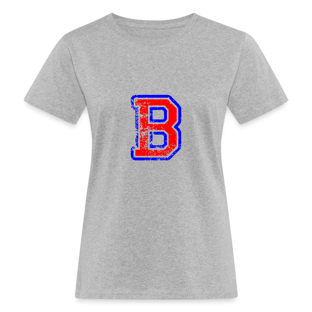 Damen T-Shirt aus Bio-Baumwolle mit B Print im College Stil rot/blau Women's Organic T-Shirt | Continental Clothing SPOD heather grey S 