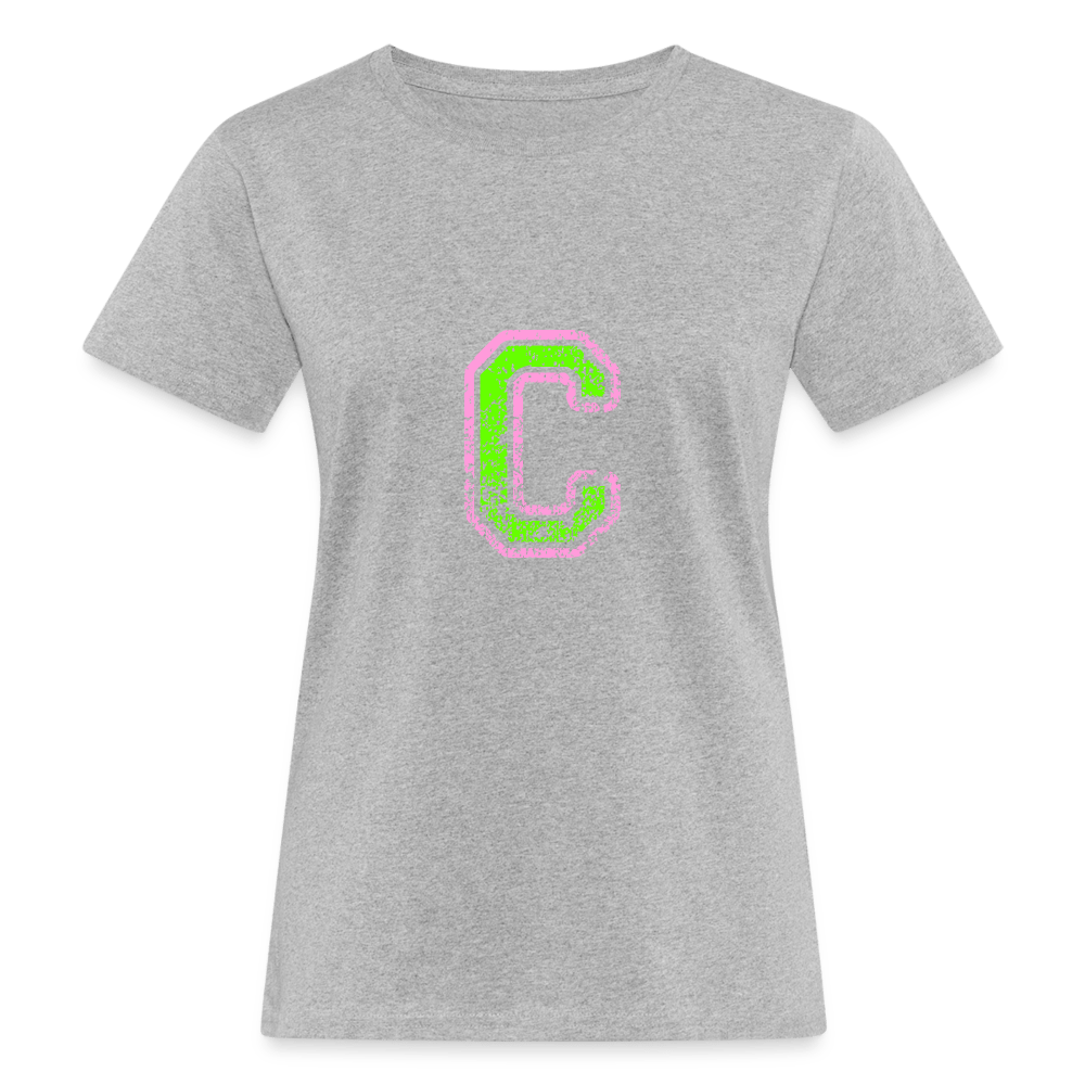 Damen T-Shirt aus Bio-Baumwolle mit C Print im College Stil rosa/grün Women's Organic T-Shirt | Continental Clothing SPOD heather grey S 