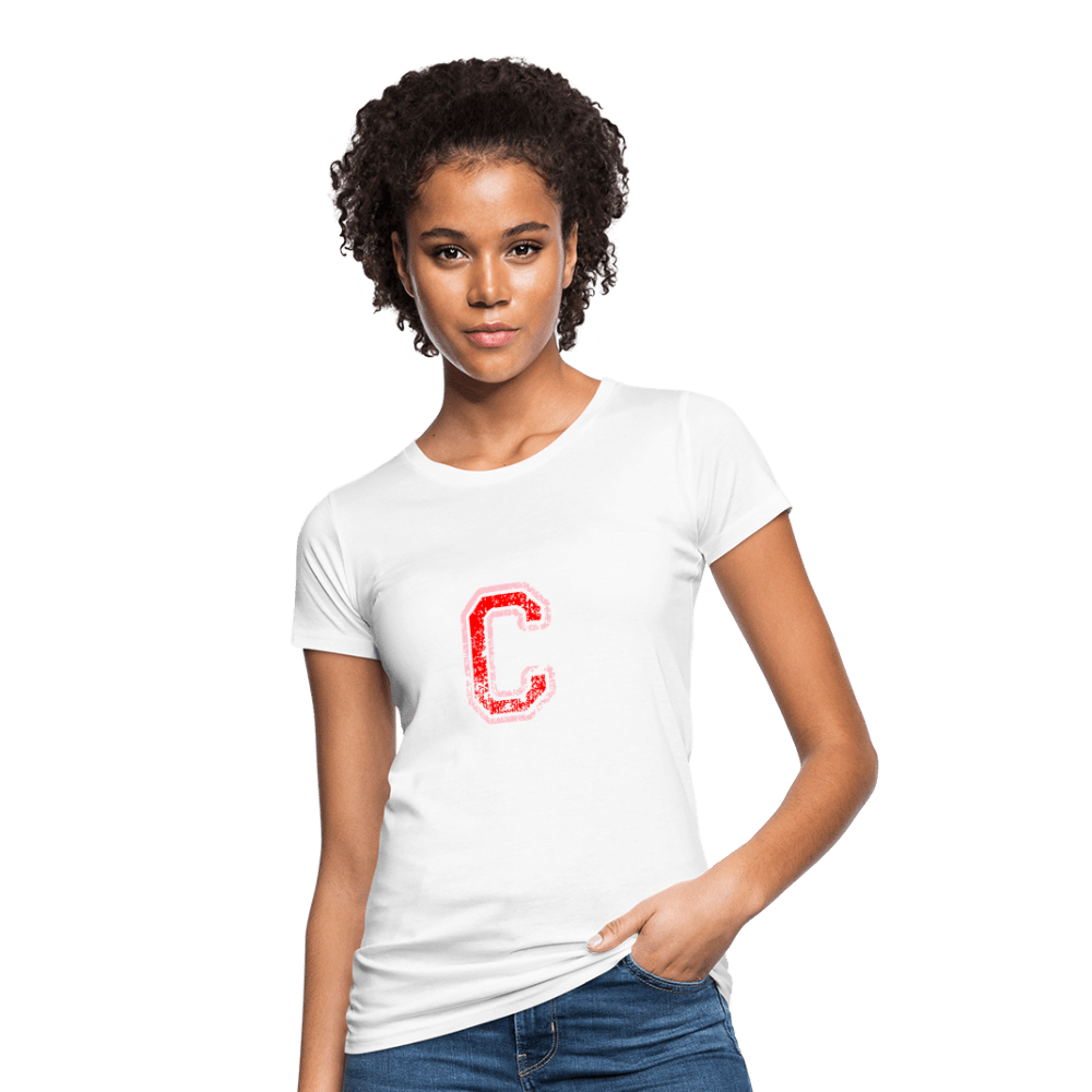 Damen T-Shirt aus Bio-Baumwolle mit C Print im College Stil rosa/rot Women's Organic T-Shirt | Continental Clothing SPOD 