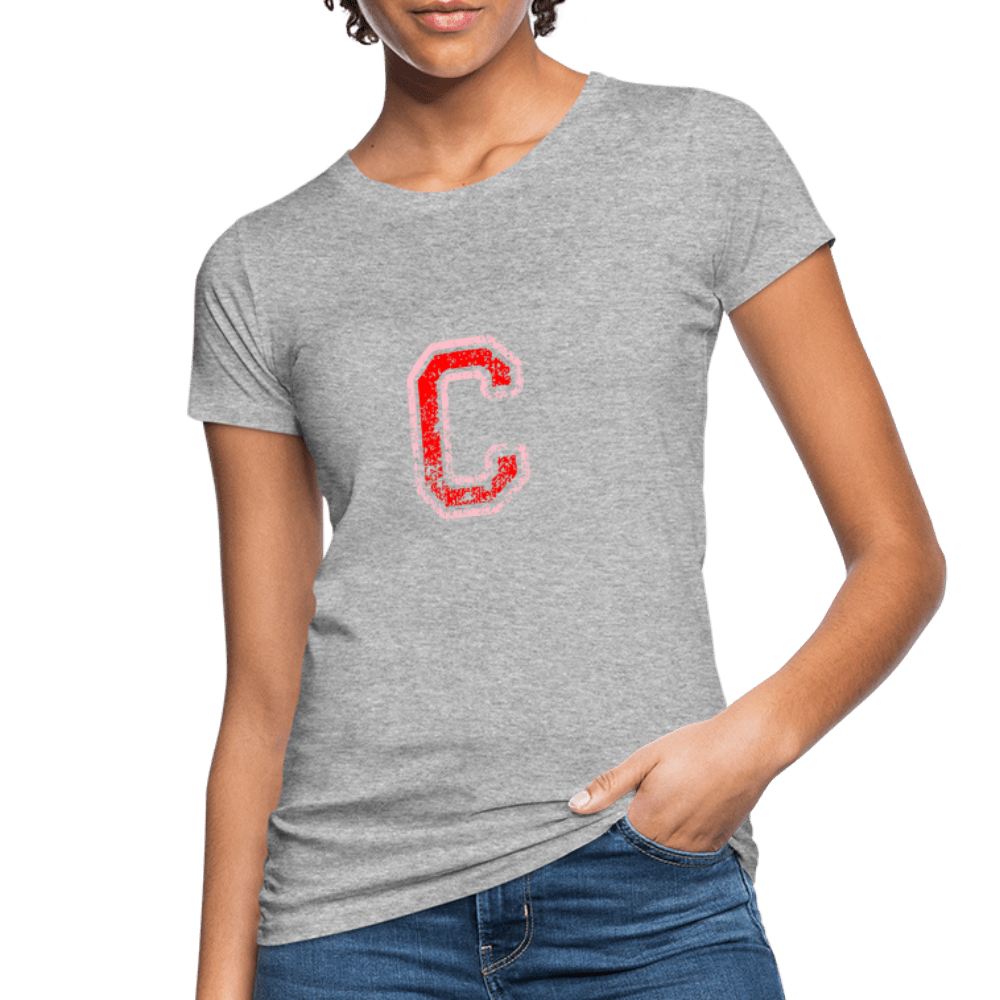 Damen T-Shirt aus Bio-Baumwolle mit C Print im College Stil rosa/rot Women's Organic T-Shirt | Continental Clothing SPOD heather grey S 