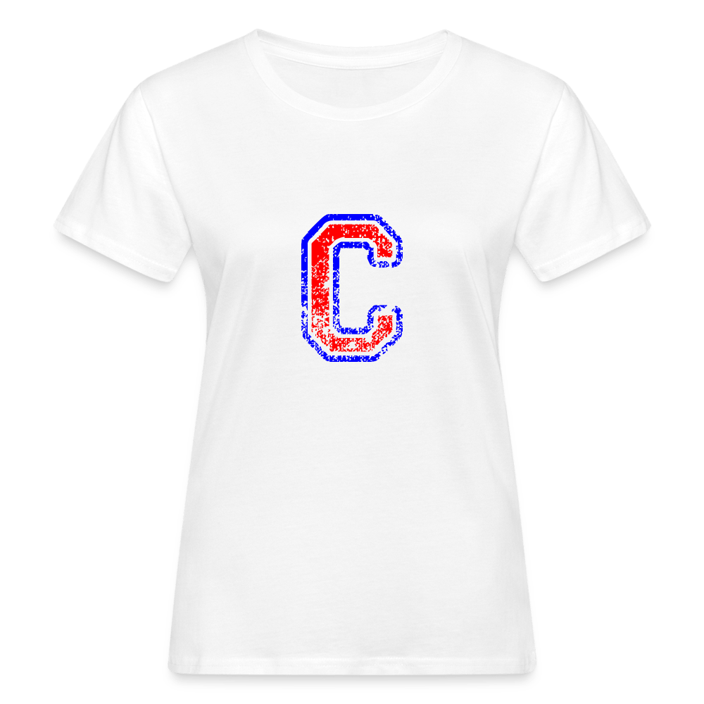 Damen T-Shirt aus Bio-Baumwolle mit C Print im College Stil rot/blau Women's Organic T-Shirt | Continental Clothing SPOD white S 