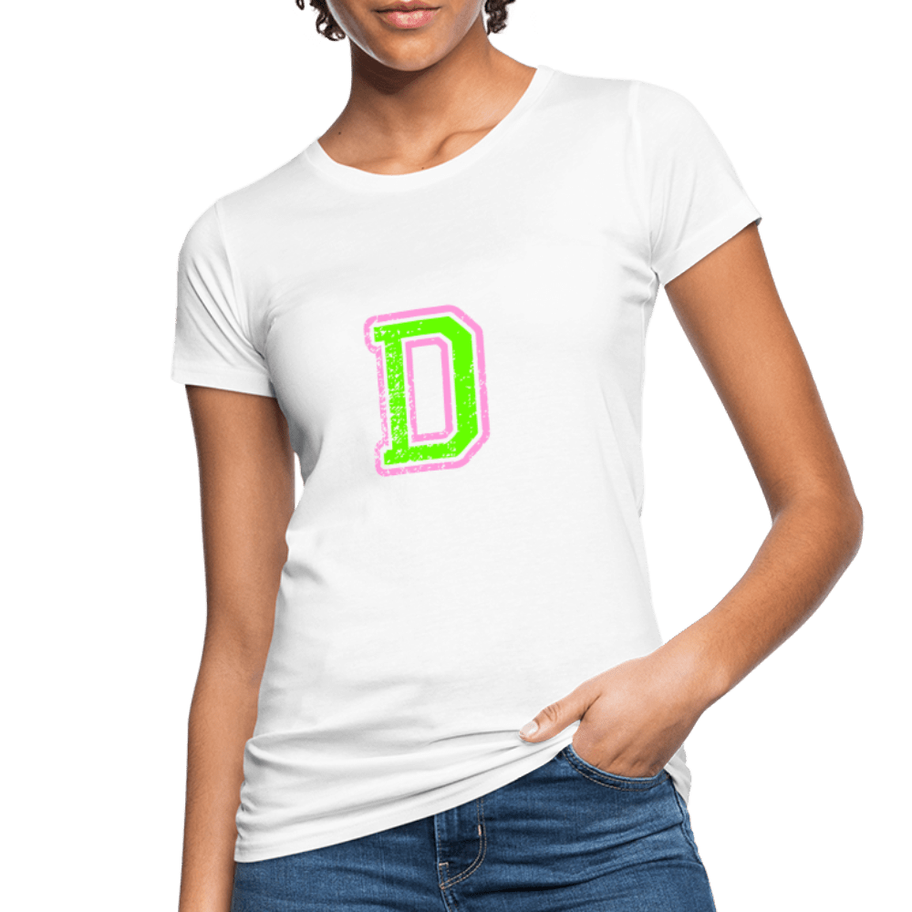 Damen T-Shirt aus Bio-Baumwolle mit D Print im College Stil rosa/grün Women's Organic T-Shirt | Continental Clothing SPOD 