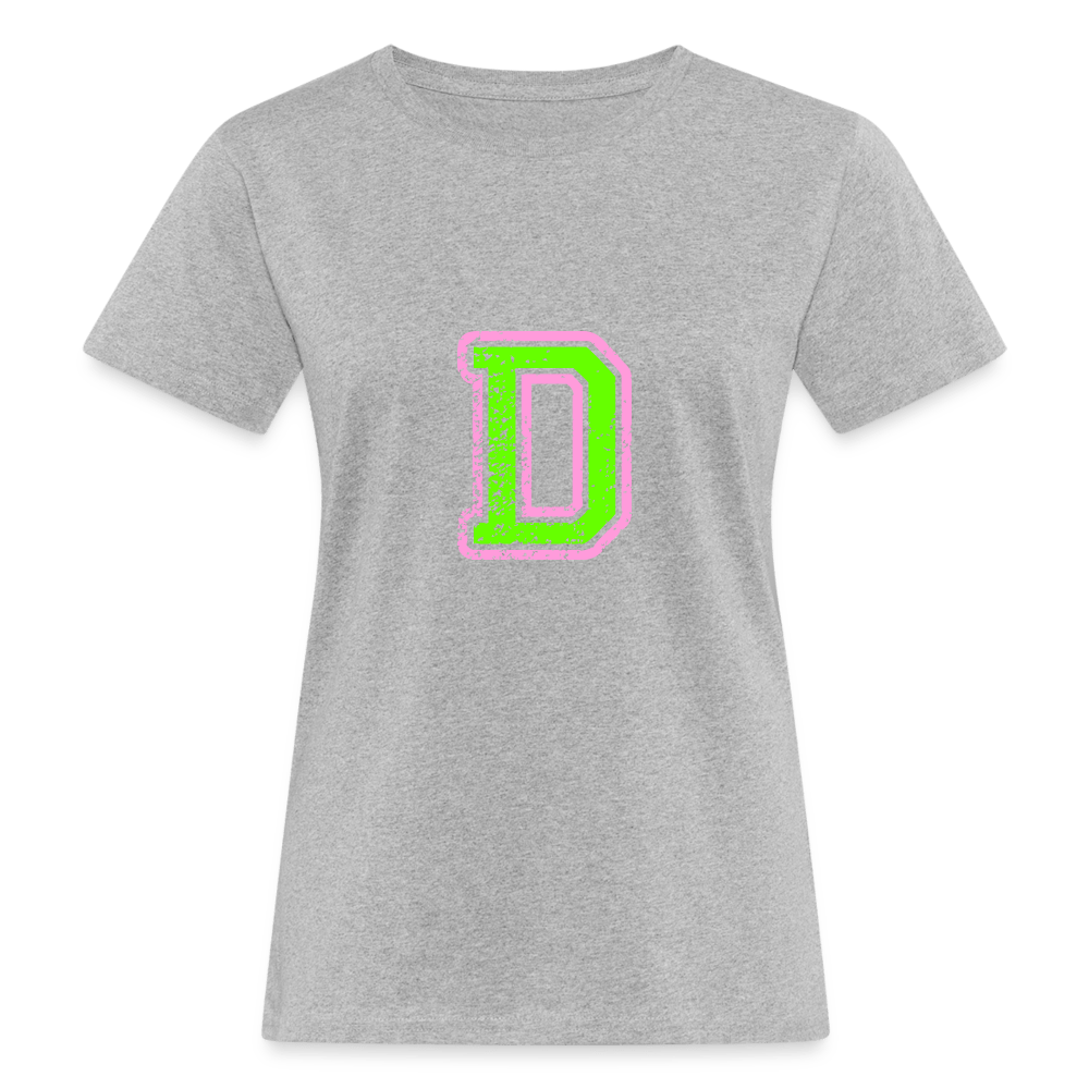 Damen T-Shirt aus Bio-Baumwolle mit D Print im College Stil rosa/grün Women's Organic T-Shirt | Continental Clothing SPOD heather grey S 