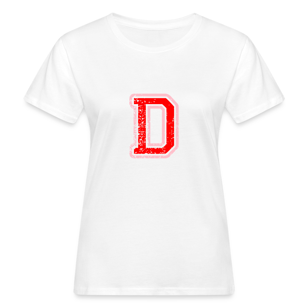 Damen T-Shirt aus Bio-Baumwolle mit D Print im College Stil rosa/rot Women's Organic T-Shirt | Continental Clothing SPOD white S 