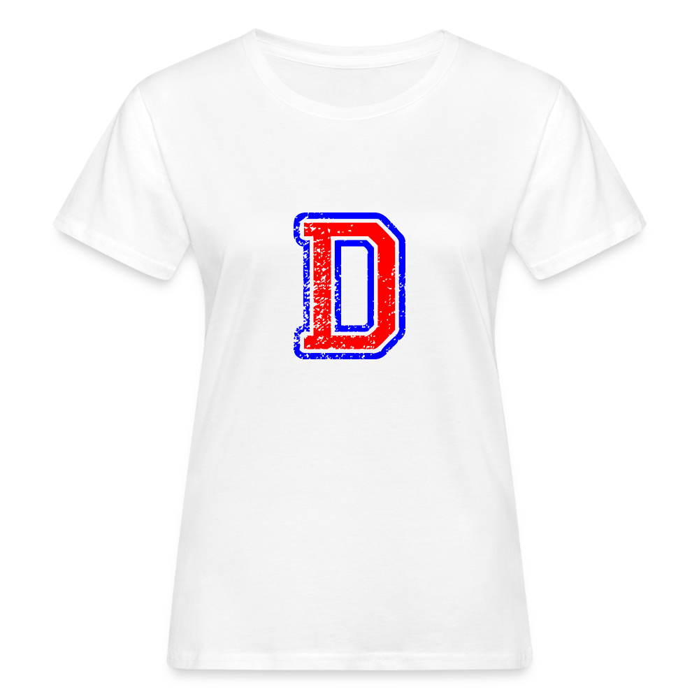 Damen T-Shirt aus Bio-Baumwolle mit D Print im College Stil rot/blau Women's Organic T-Shirt | Continental Clothing SPOD white S 