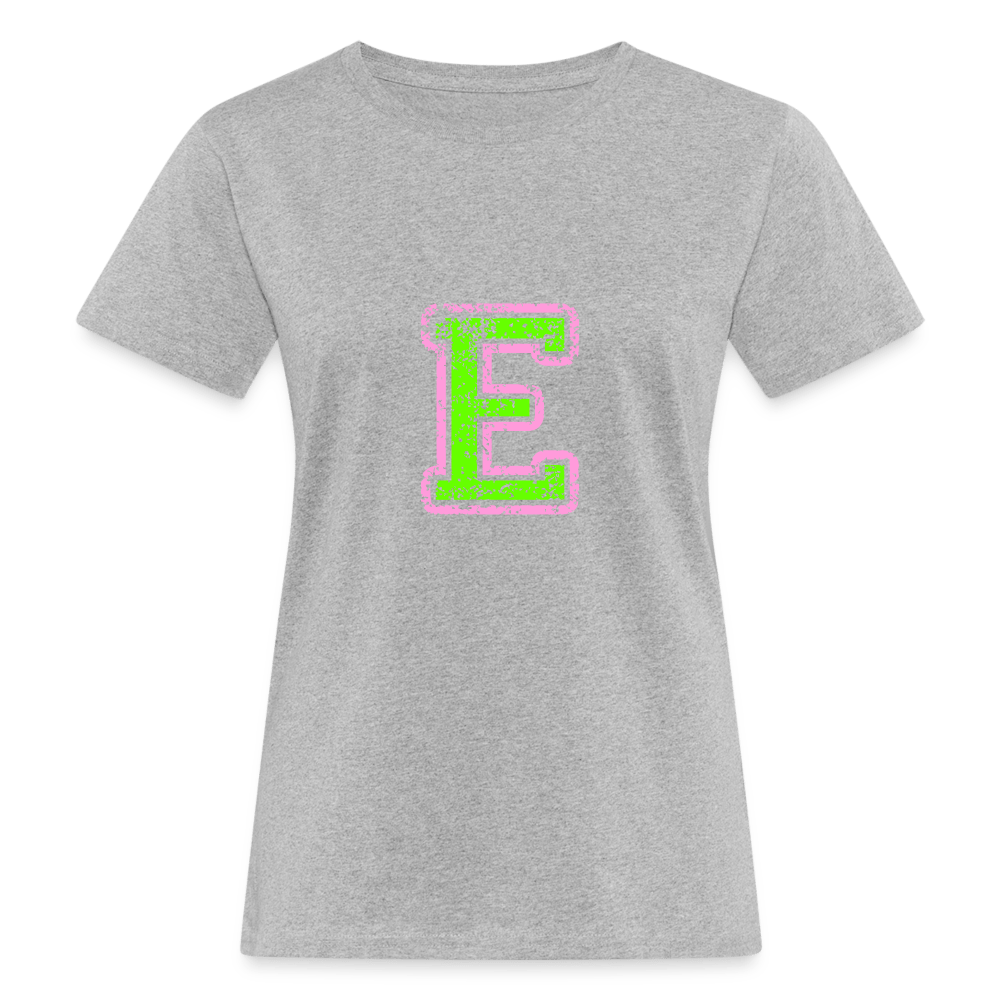 Damen T-Shirt aus Bio-Baumwolle mit E Print im College Stil rosa/grün Women's Organic T-Shirt | Continental Clothing SPOD heather grey S 