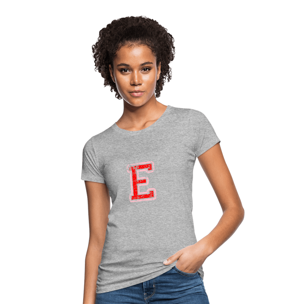 Damen T-Shirt aus Bio-Baumwolle mit E Print im College Stil rosa/rot Women's Organic T-Shirt | Continental Clothing SPOD 