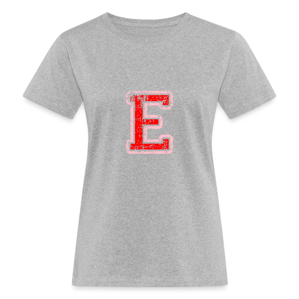 Damen T-Shirt aus Bio-Baumwolle mit E Print im College Stil rosa/rot Women's Organic T-Shirt | Continental Clothing SPOD heather grey S 