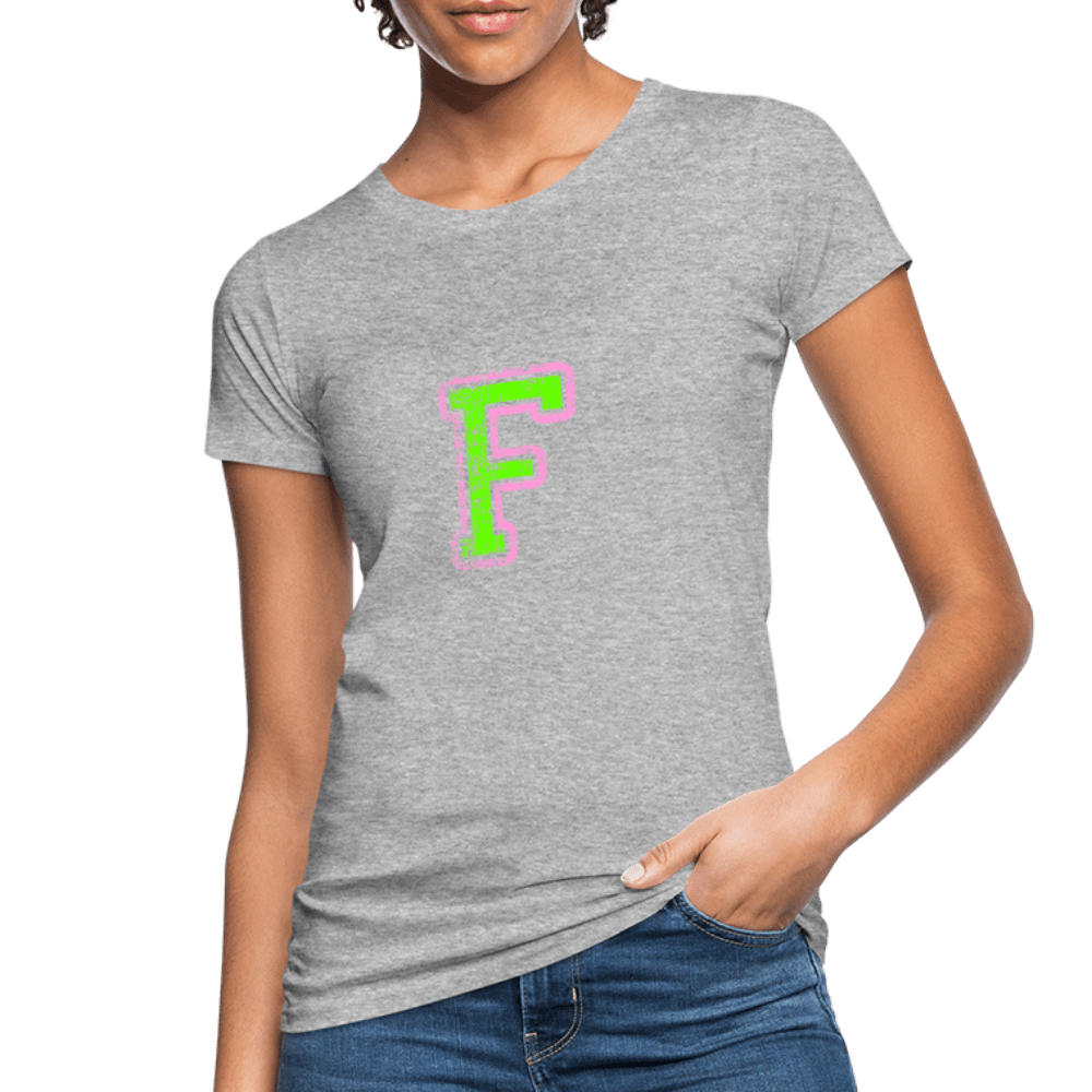 Damen T-Shirt aus Bio-Baumwolle mit F Print im College Stil rosa/grün Women's Organic T-Shirt | Continental Clothing SPOD 