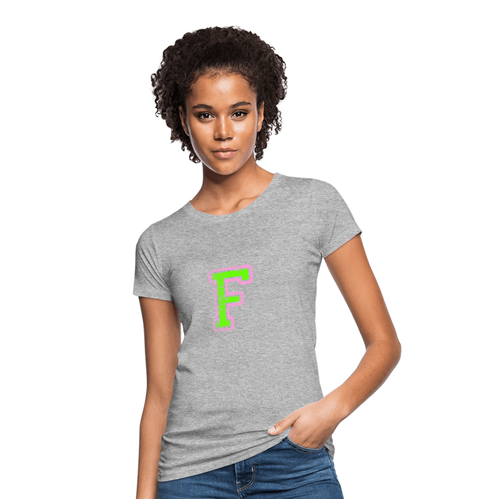 Damen T-Shirt aus Bio-Baumwolle mit F Print im College Stil rosa/grün Women's Organic T-Shirt | Continental Clothing SPOD heather grey S 