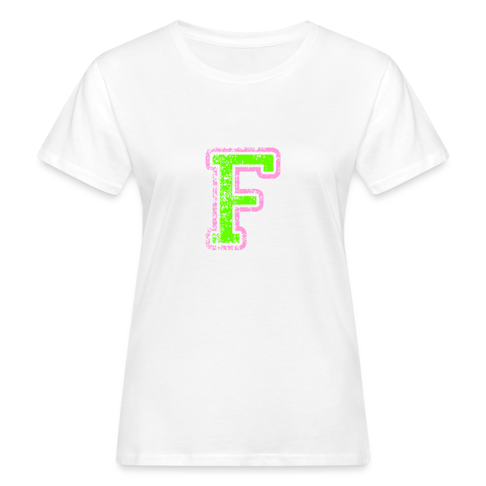 Damen T-Shirt aus Bio-Baumwolle mit F Print im College Stil rosa/grün Women's Organic T-Shirt | Continental Clothing SPOD white S 