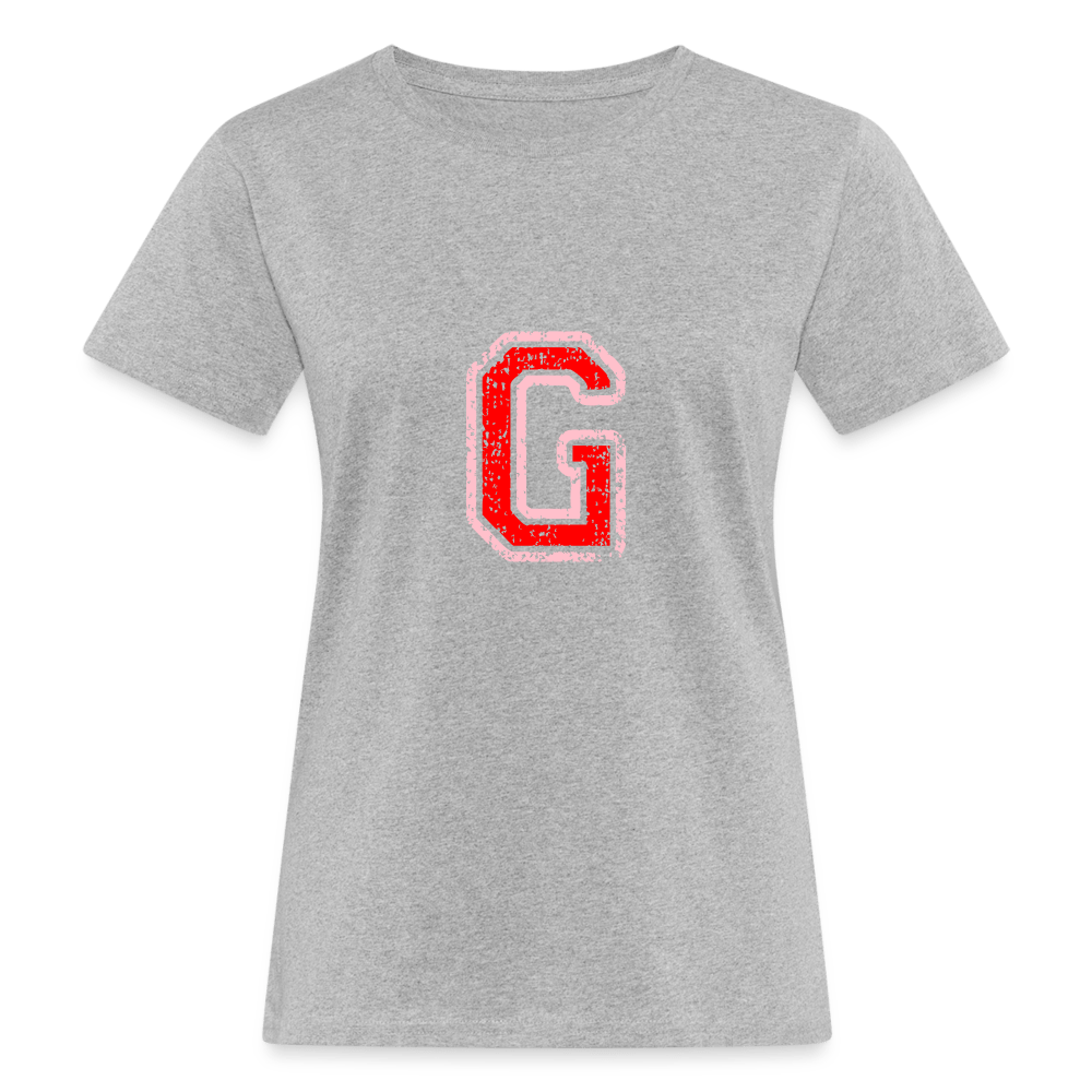 Damen T-Shirt aus Bio-Baumwolle mit G Print im College Stil rosa/rot Women's Organic T-Shirt | Continental Clothing SPOD 