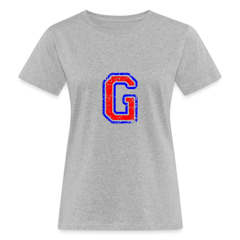 Damen T-Shirt aus Bio-Baumwolle mit G Print im College Stil rot/blau Women's Organic T-Shirt | Continental Clothing SPOD heather grey S 
