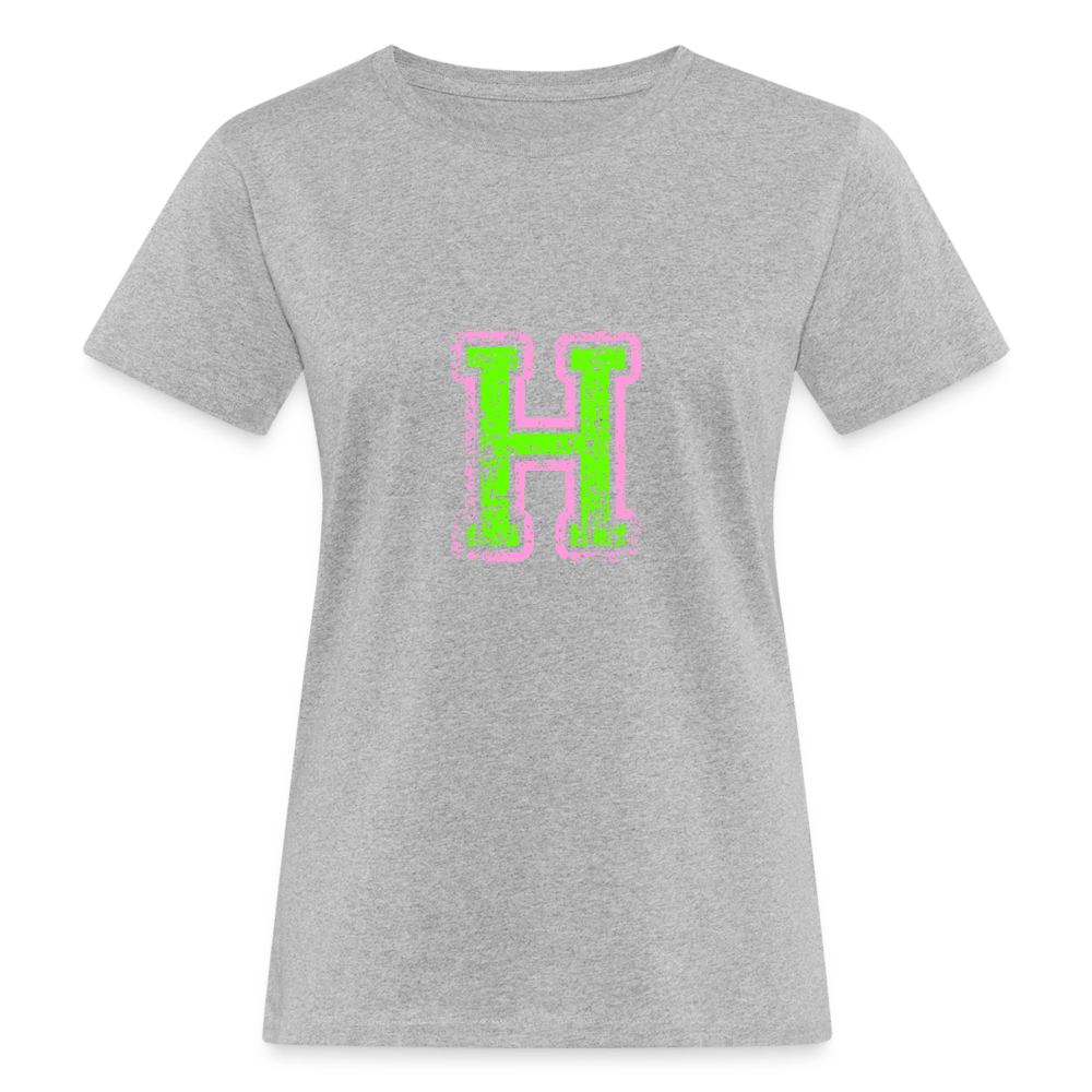 Damen T-Shirt aus Bio-Baumwolle mit H Print im College Stil rosa/grün Women's Organic T-Shirt | Continental Clothing SPOD heather grey S 