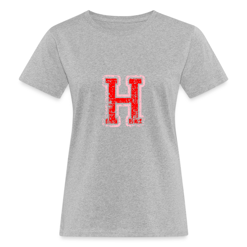 Damen T-Shirt aus Bio-Baumwolle mit H Print im College Stil rosa/rot Women's Organic T-Shirt | Continental Clothing SPOD heather grey S 