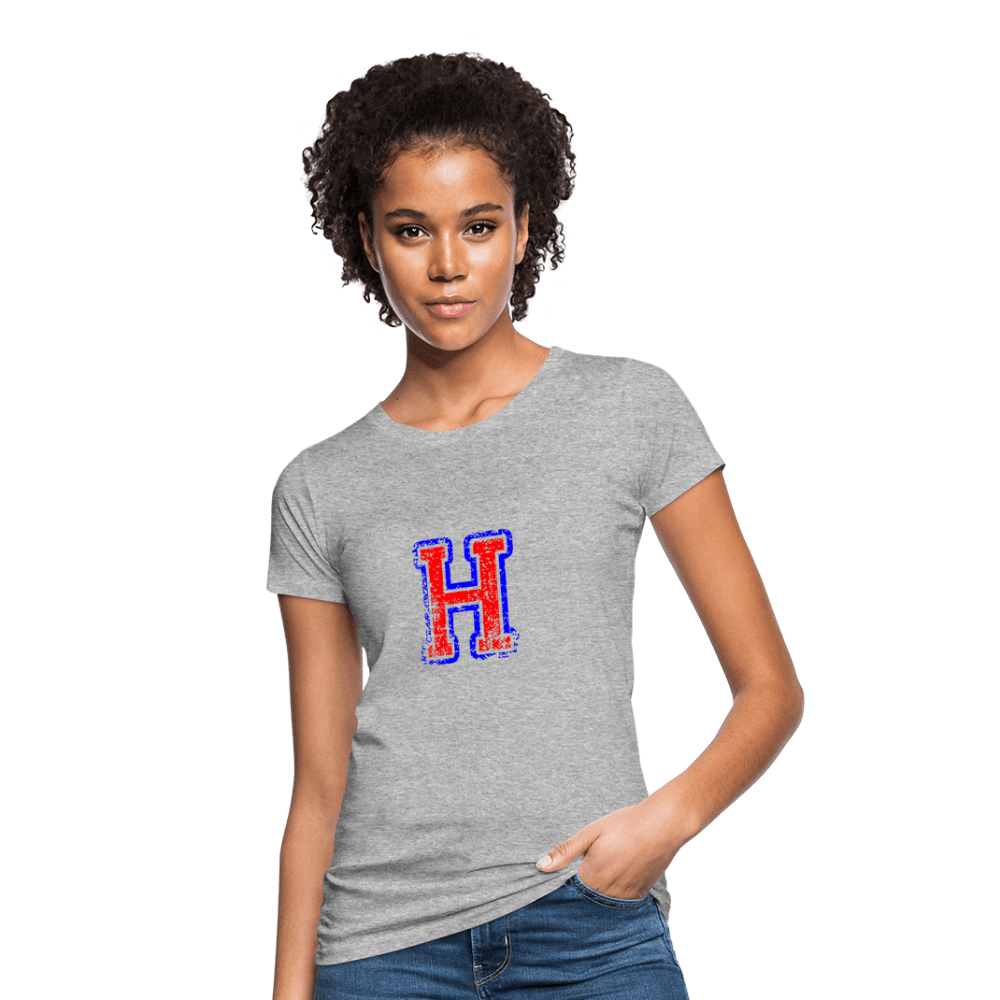 Damen T-Shirt aus Bio-Baumwolle mit H Print im College Stil rot/blau Women's Organic T-Shirt | Continental Clothing SPOD 