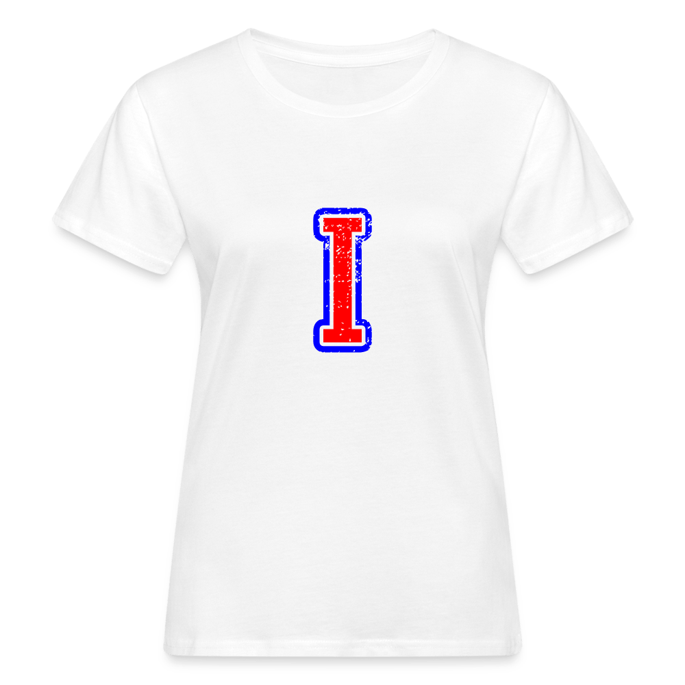 Damen T-Shirt aus Bio-Baumwolle mit I Print im College Stil rot/blau Women's Organic T-Shirt | Continental Clothing SPOD white S 