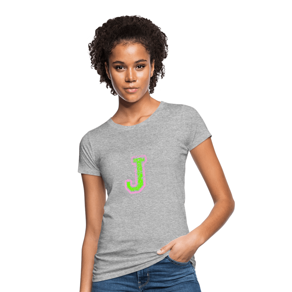 Damen T-Shirt aus Bio-Baumwolle mit J Print im College Stil rosa/grün Women's Organic T-Shirt | Continental Clothing SPOD heather grey S 