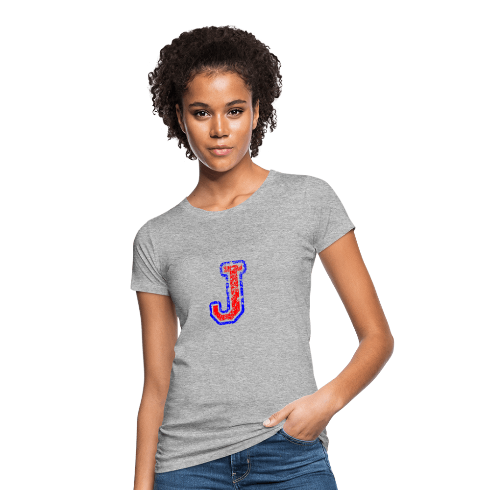 Damen T-Shirt aus Bio-Baumwolle mit J Print im College Stil rot/blau Women's Organic T-Shirt | Continental Clothing SPOD heather grey S 