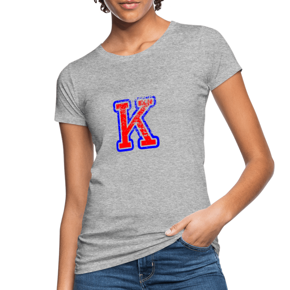 Damen T-Shirt aus Bio-Baumwolle mit K Print im College Stil rot/blau Women's Organic T-Shirt | Continental Clothing SPOD 