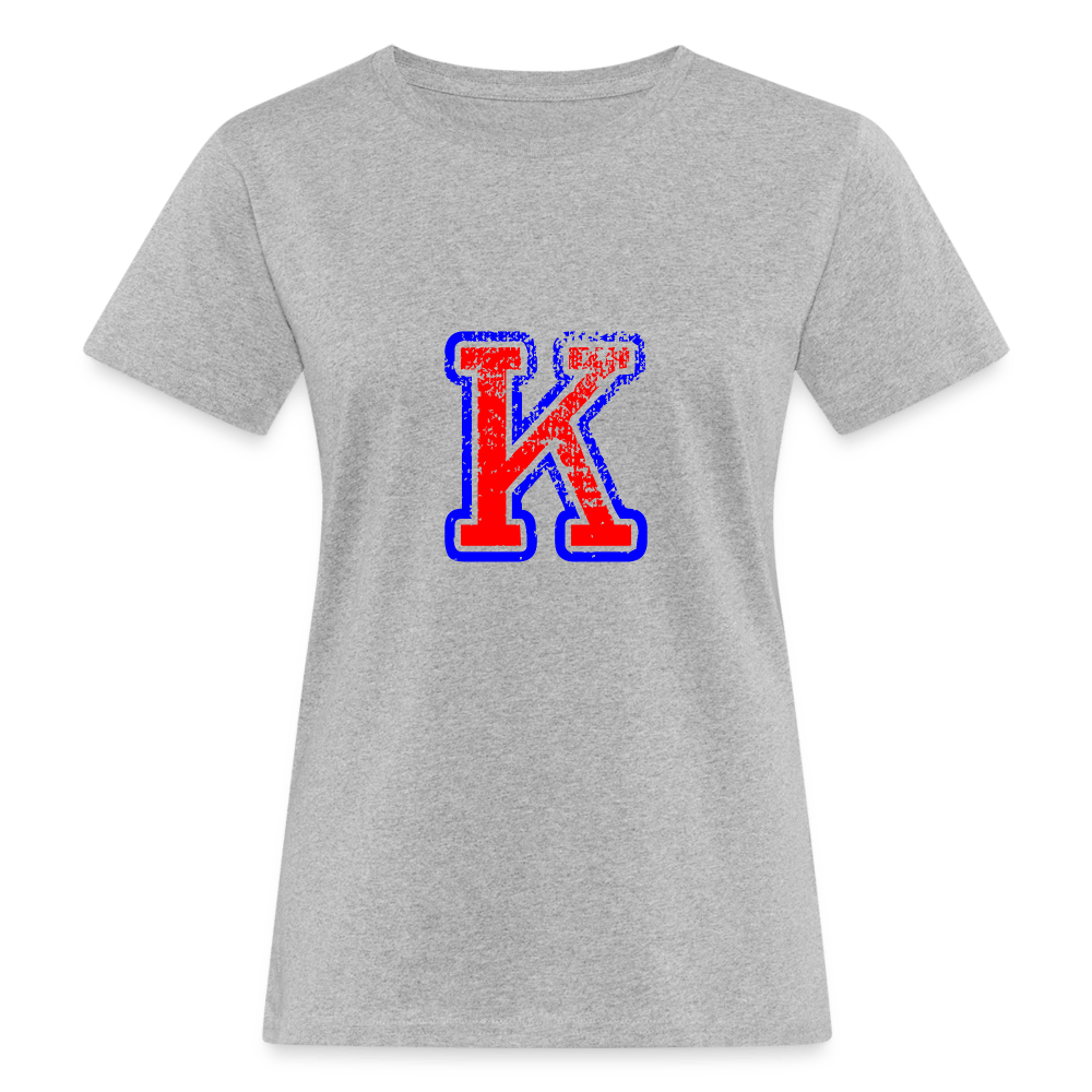 Damen T-Shirt aus Bio-Baumwolle mit K Print im College Stil rot/blau Women's Organic T-Shirt | Continental Clothing SPOD 