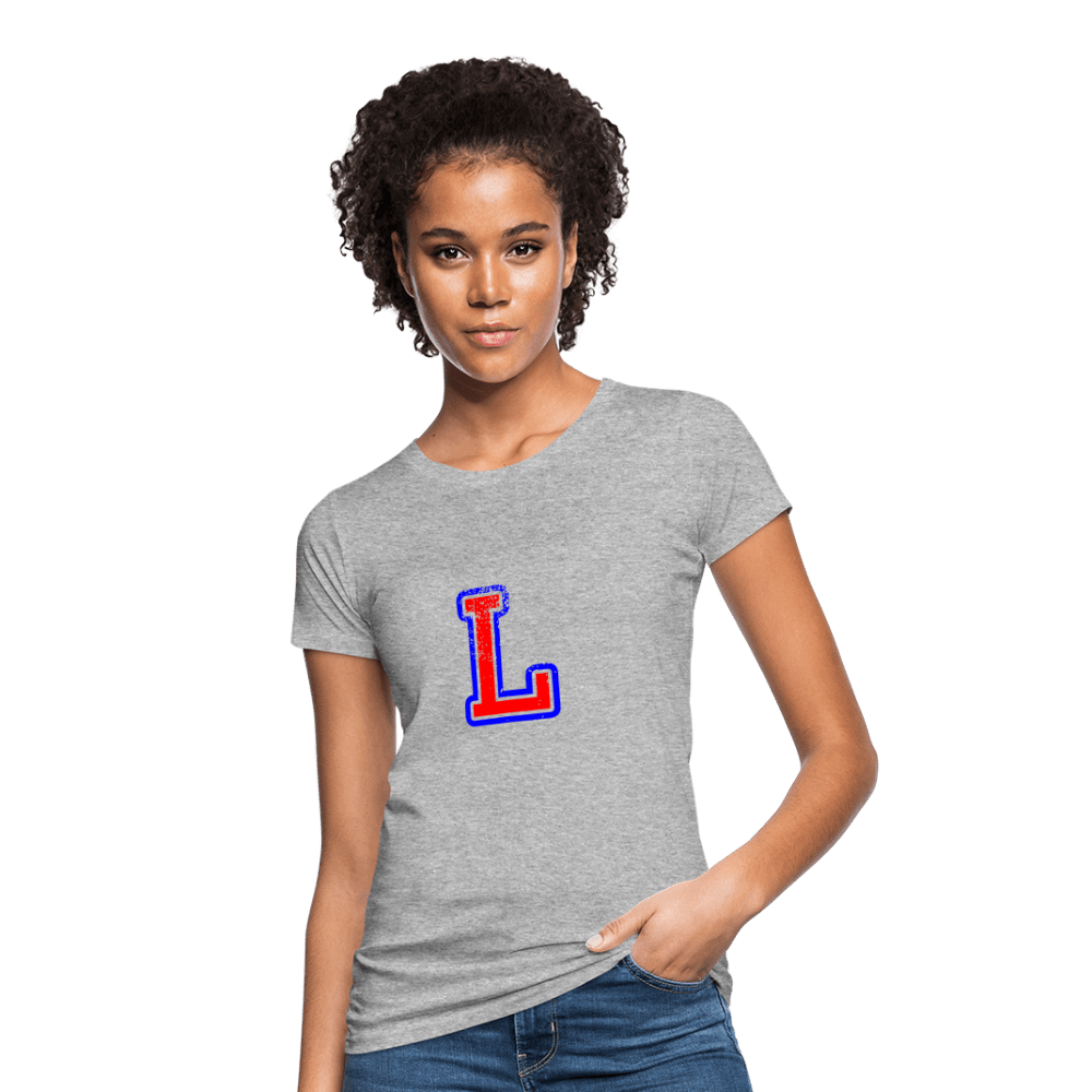 Damen T-Shirt aus Bio-Baumwolle mit L Print im College Stil rot/blau Women's Organic T-Shirt | Continental Clothing SPOD 