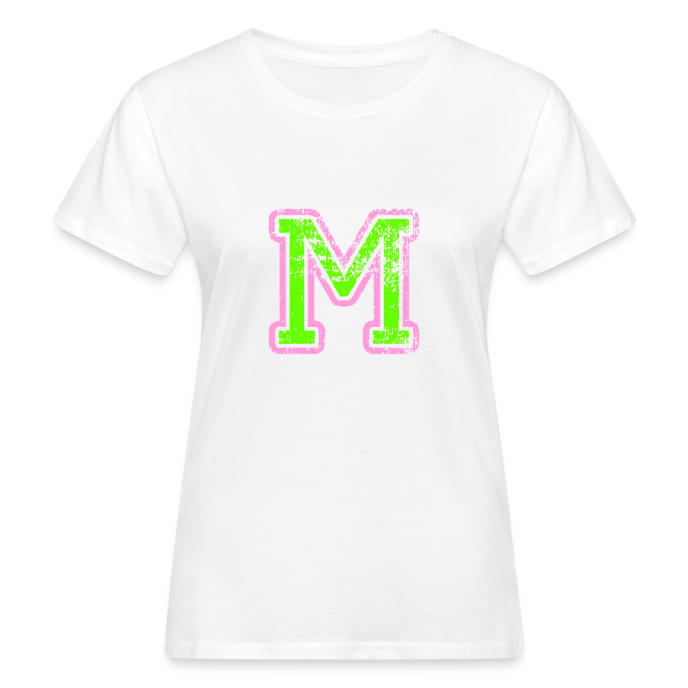 Damen T-Shirt aus Bio-Baumwolle mit M Print im College Stil rosa/grün Women's Organic T-Shirt | Continental Clothing SPOD 