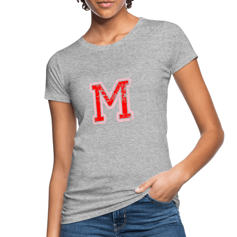 Damen T-Shirt aus Bio-Baumwolle mit M Print im College Stil rosa/rot Women's Organic T-Shirt | Continental Clothing SPOD 