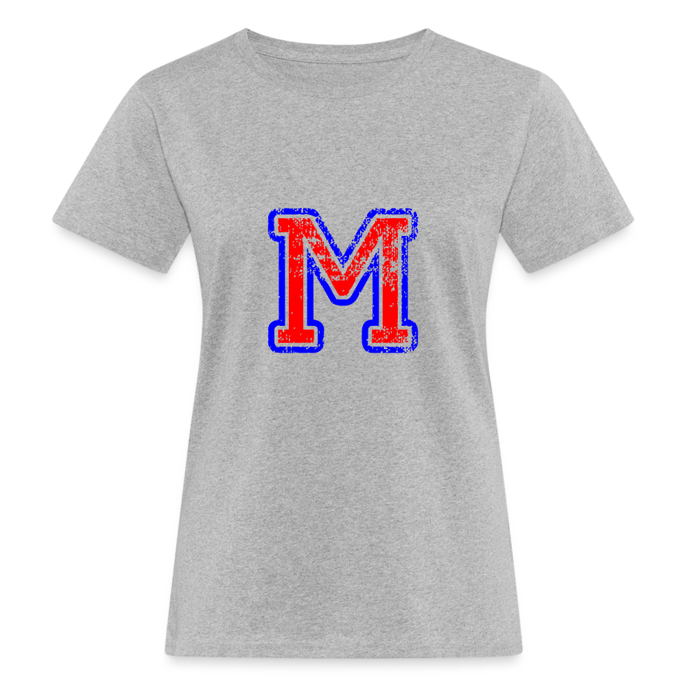 Damen T-Shirt aus Bio-Baumwolle mit M Print im College Stil rot/blau Women's Organic T-Shirt | Continental Clothing SPOD heather grey S 