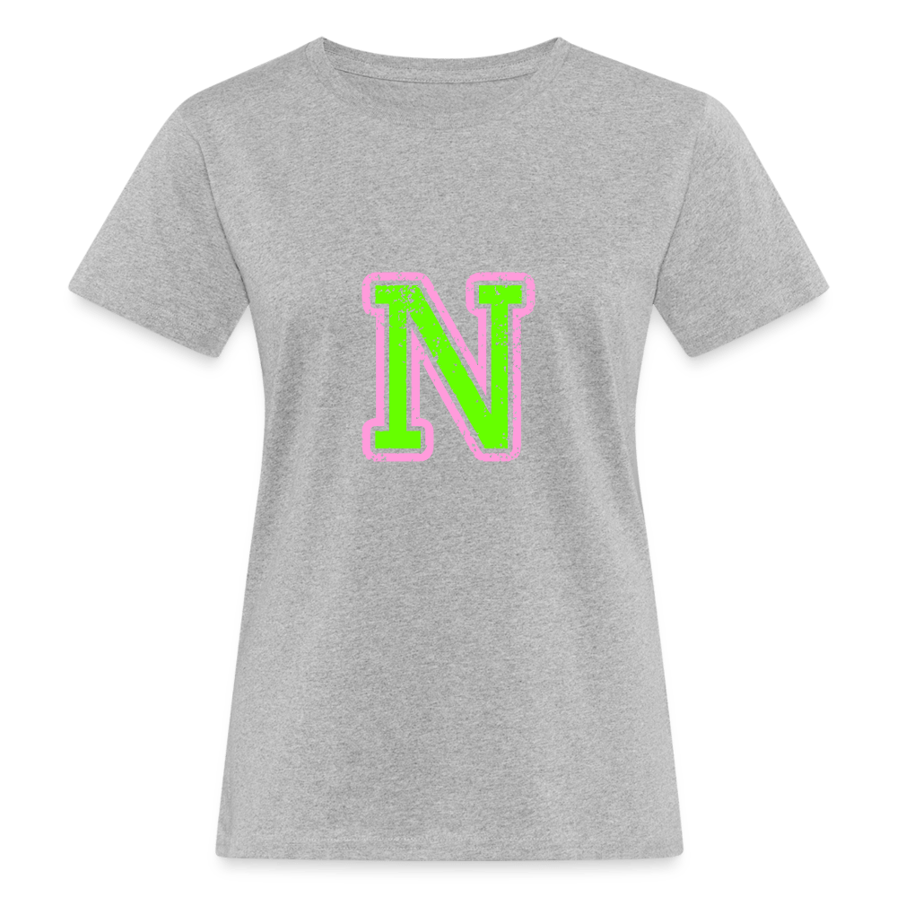 Damen T-Shirt aus Bio-Baumwolle mit N Print im College Stil rosa/grün Women's Organic T-Shirt | Continental Clothing SPOD heather grey S 