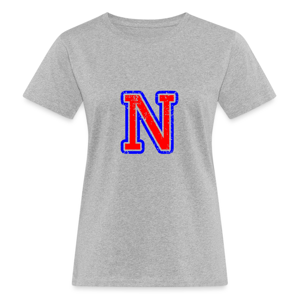 Damen T-Shirt aus Bio-Baumwolle mit N Print im College Stil rot/blau Women's Organic T-Shirt | Continental Clothing SPOD heather grey S 